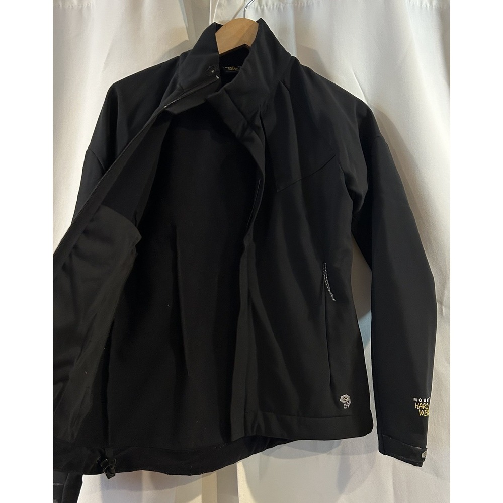 Mountain Hardwear Jacket Womens Small Full Zip Softshell Black Fleece Lined‎